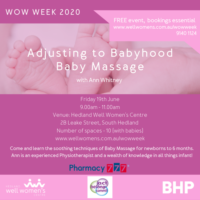 Adjusting to Babyhood Baby Massage Workshop in Hedland