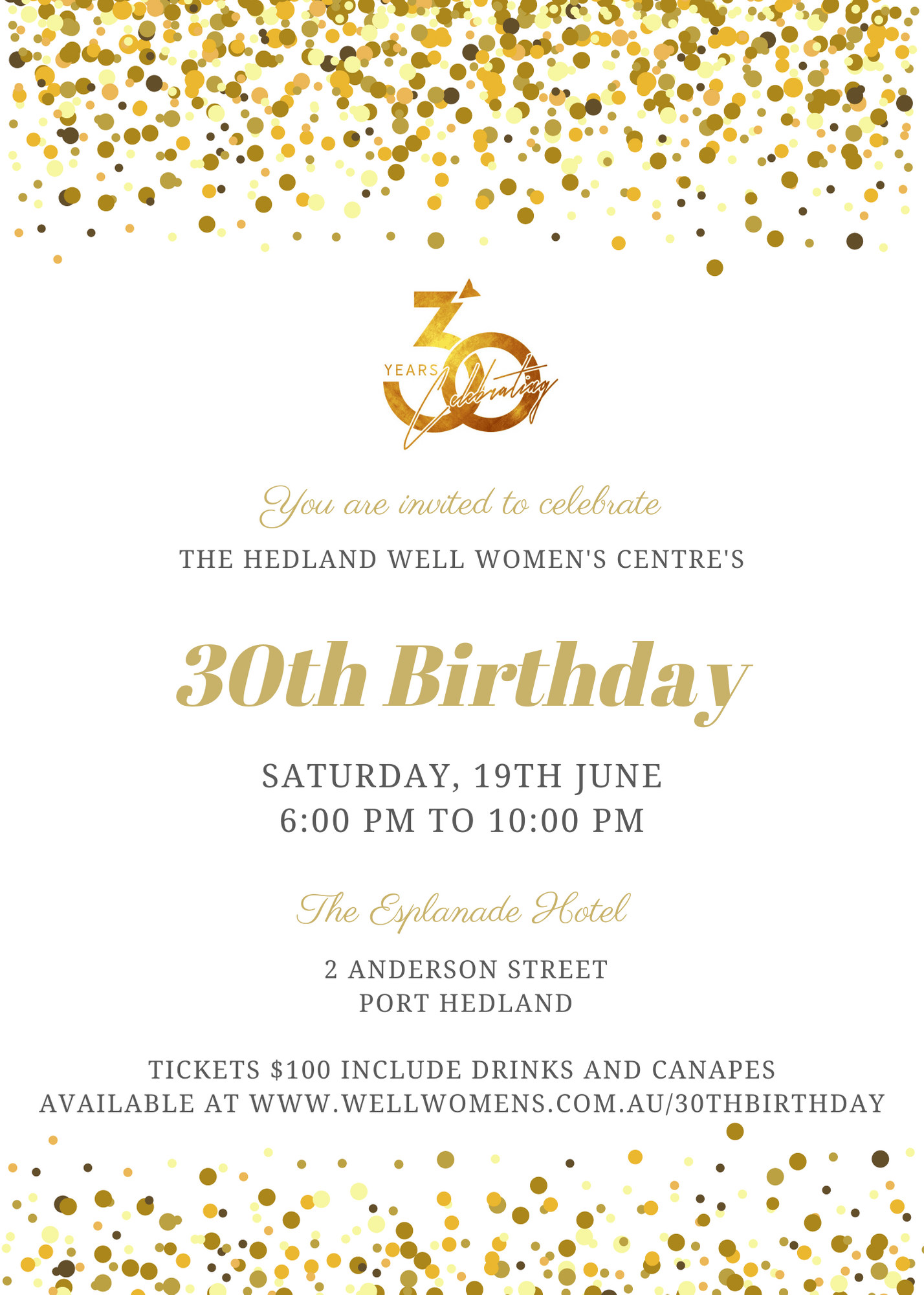 30th Birthday Event - Hedland Well Women's Centre